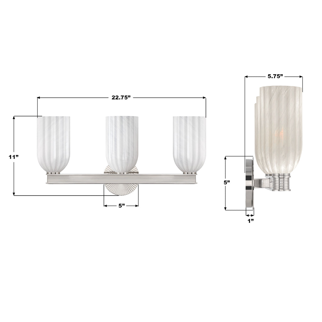 LOT-713-PN Lotus 22.75'' Bathroom Vanity | Dimensions Image