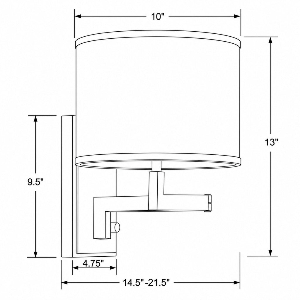 Crystorama Madison 10'' Task Sconce - Product Dimensions