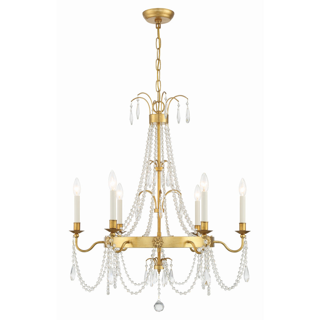 Crystorama Maizey 28'' Chandelier in Antique Gold - Front View