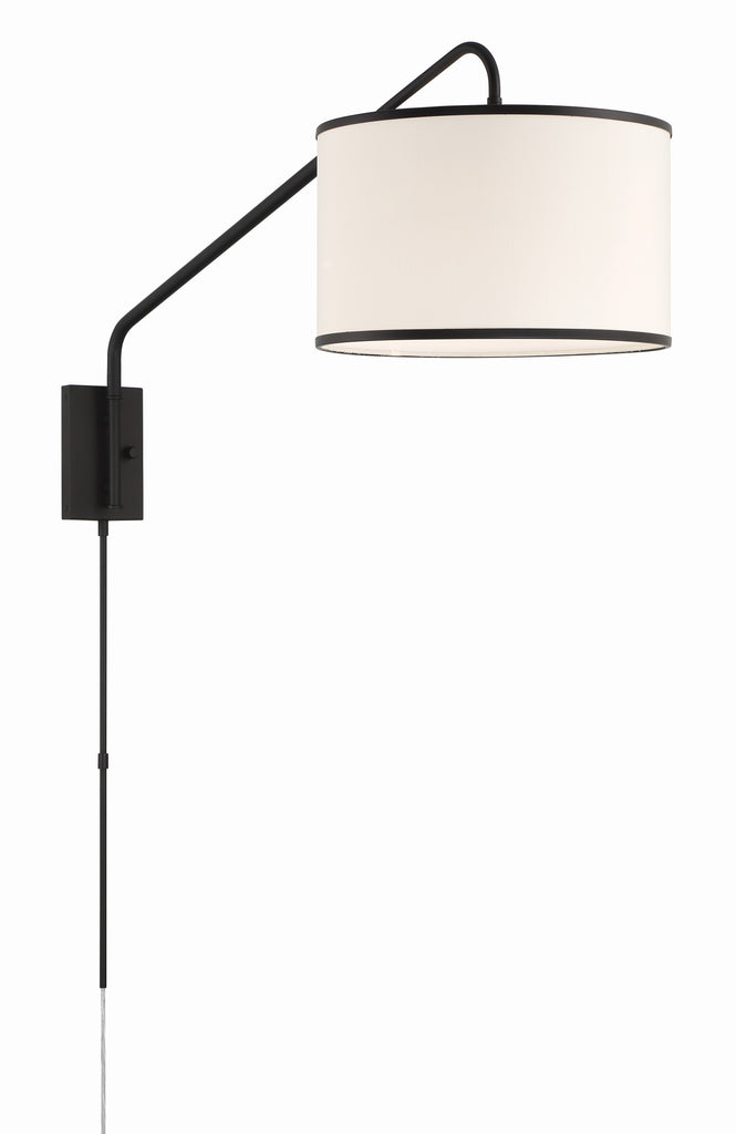 Crystorama-OPEN-BOX Mallory 1 Light Swing Arm Sconce in Matte Black - Additional View