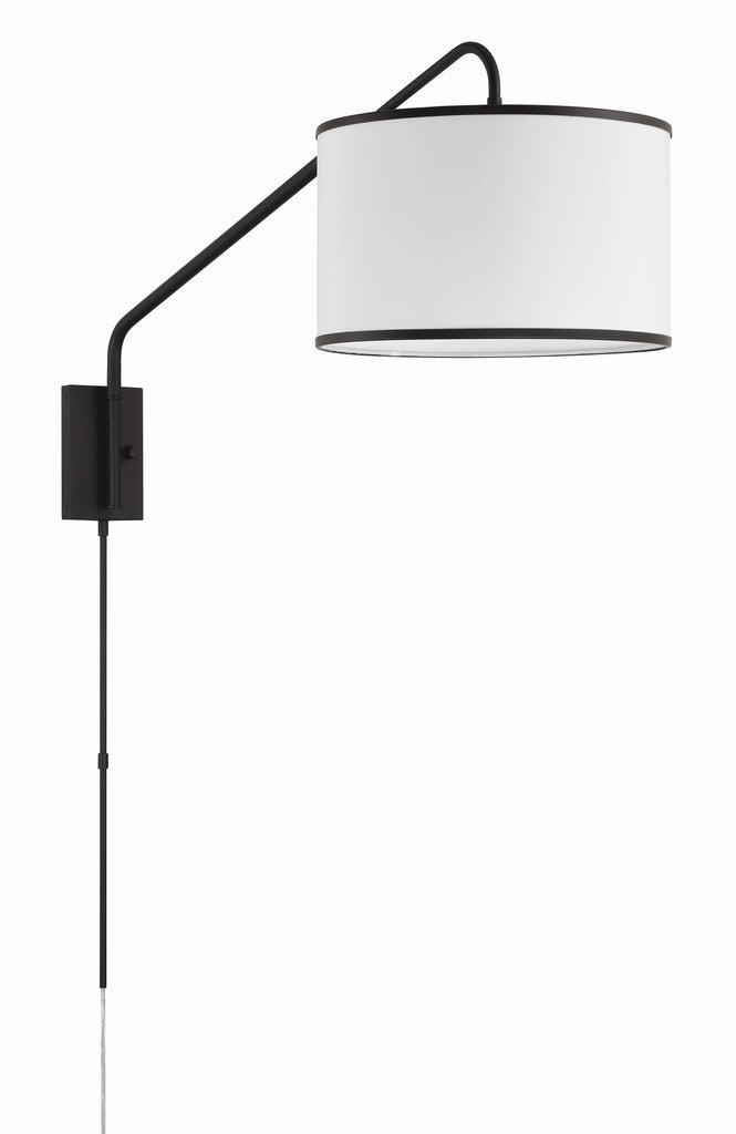 Crystorama-OPEN-BOX Mallory 1 Light Swing Arm Sconce in Matte Black - Additional View