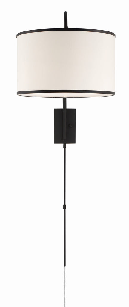 Crystorama-OPEN-BOX Mallory 1 Light Swing Arm Sconce in Matte Black - Additional View