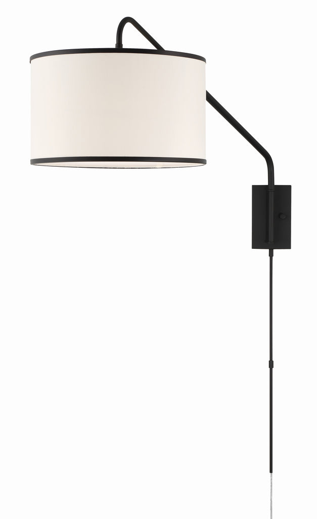 Crystorama-OPEN-BOX Mallory 1 Light Swing Arm Sconce in Matte Black - Additional View