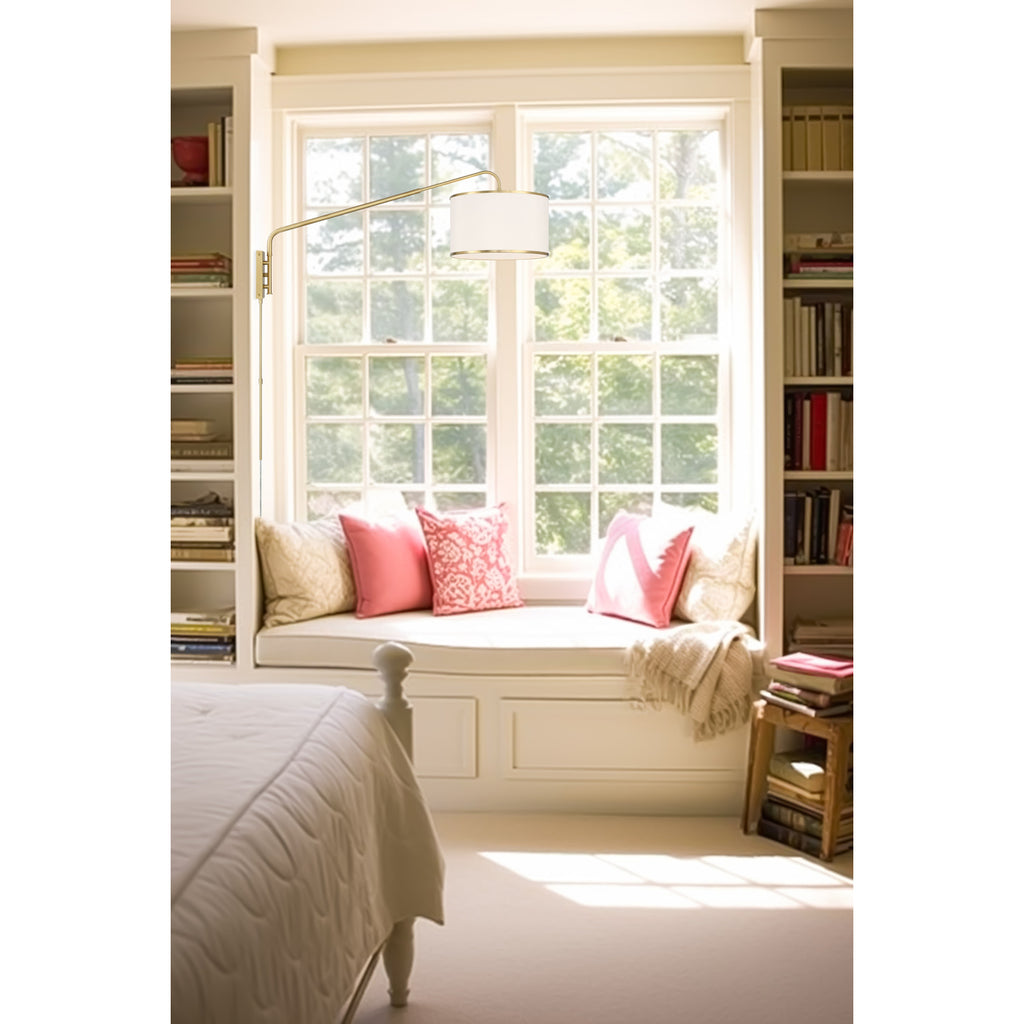 Crystorama Mallory 15'' Task Sconce in Soft Brass - Lifestyle View