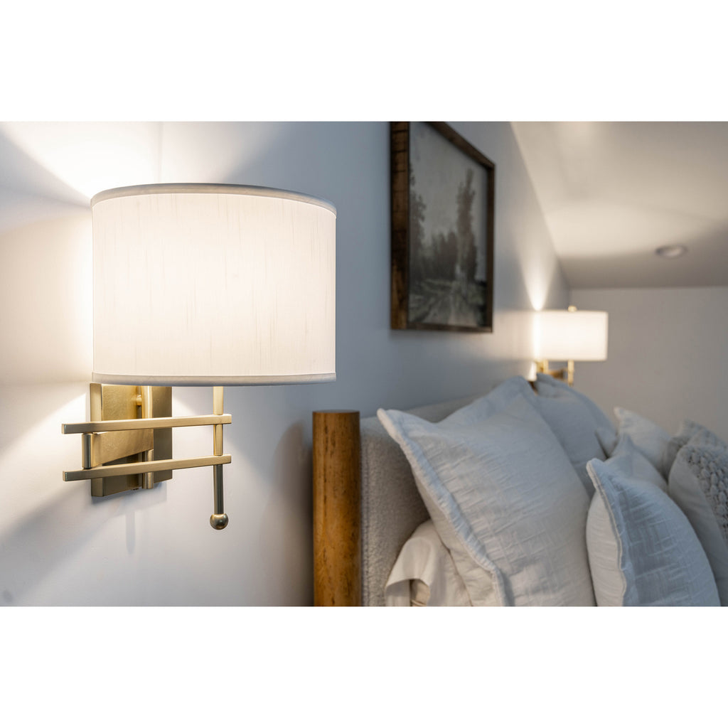 Crystorama Marshall 12.5'' Task Sconce in Aged Brass - Lifestyle View