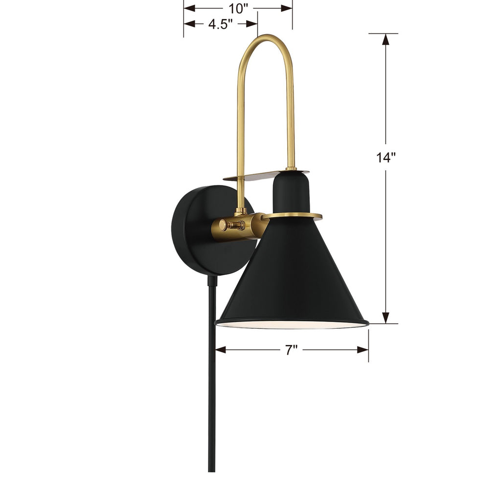 MED-B5501-MK Medford 1 Light Task Sconce | Dimensions Image