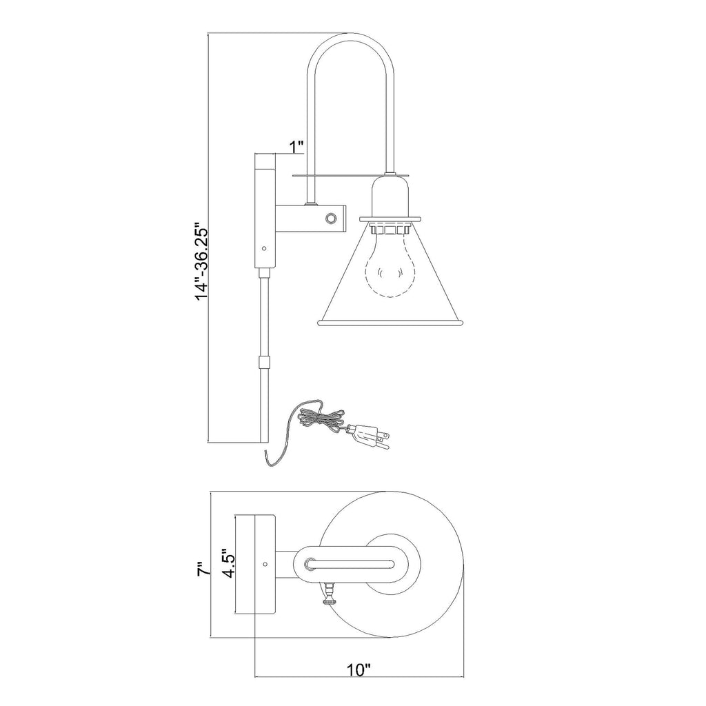 Crystorama-OPEN-BOX Medford 1 Light Task Sconce - Product Dimensions