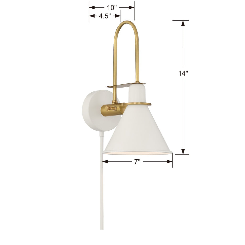 MED-B5501-WH Medford 1 Light Task Sconce | Dimensions Image