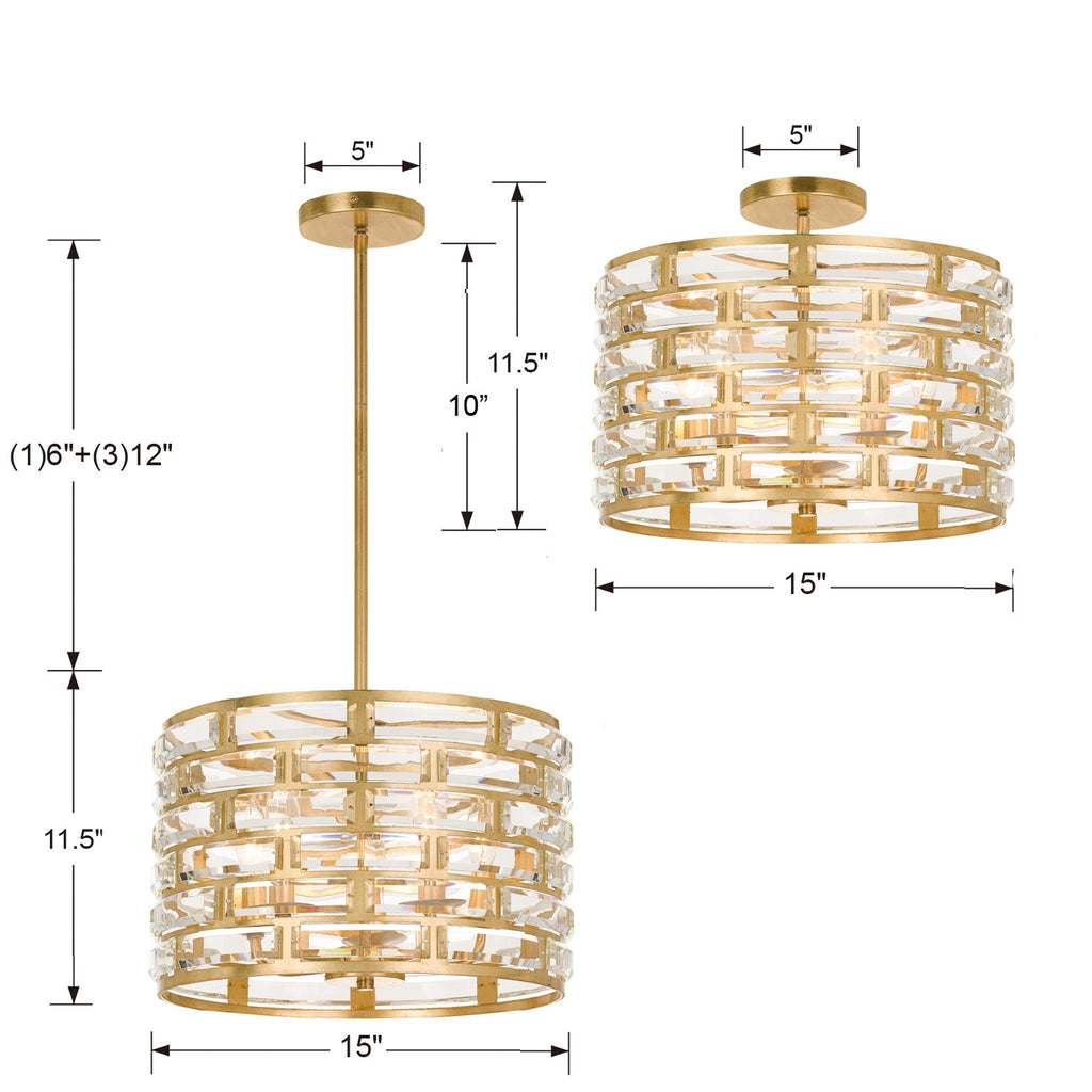 MER-4865-GA_CEILING Meridian 5 Light Semi Flush | Dimensions Image