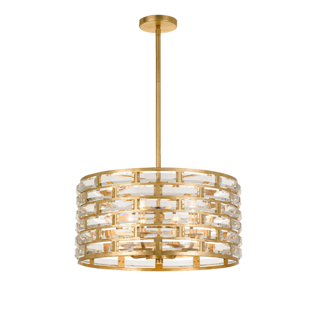 Crystorama Meridian 20'' Pendant in Antique Gold - Front View