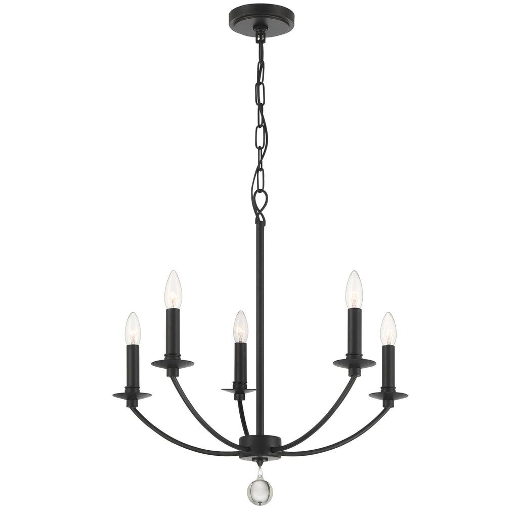 Crystorama Mila 23'' Chandelier in Black - Front View