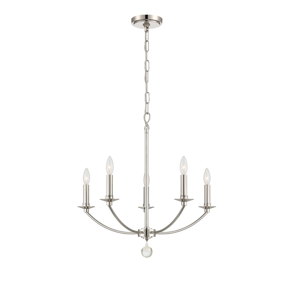 Crystorama Mila 23'' Chandelier in Polished Nickel - Front View