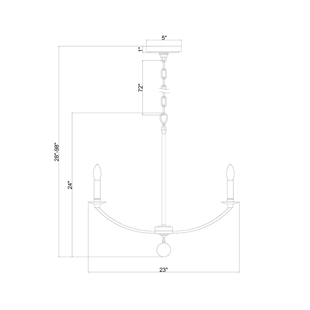Crystorama Mila 23'' Chandelier - Product Dimensions