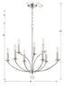 MIL-8009-PN Mila 9 Light Chandelier | Dimensions Image