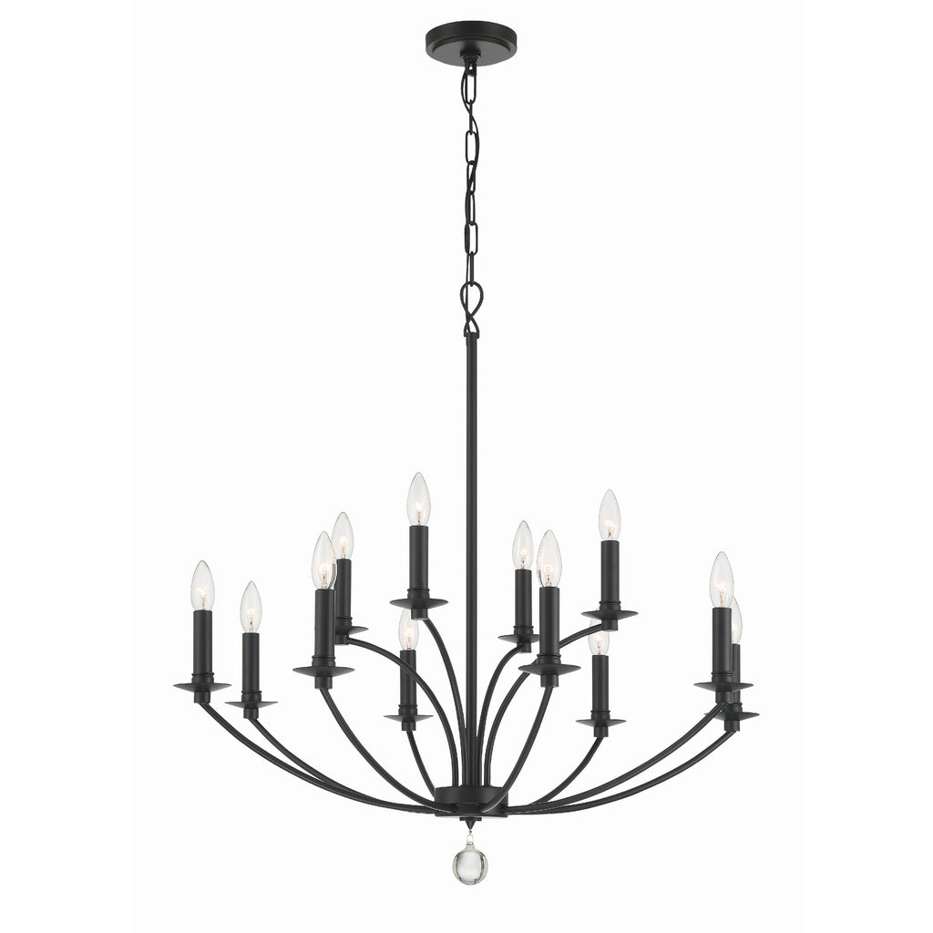 Crystorama Mila 32'' Chandelier in Black - Front View