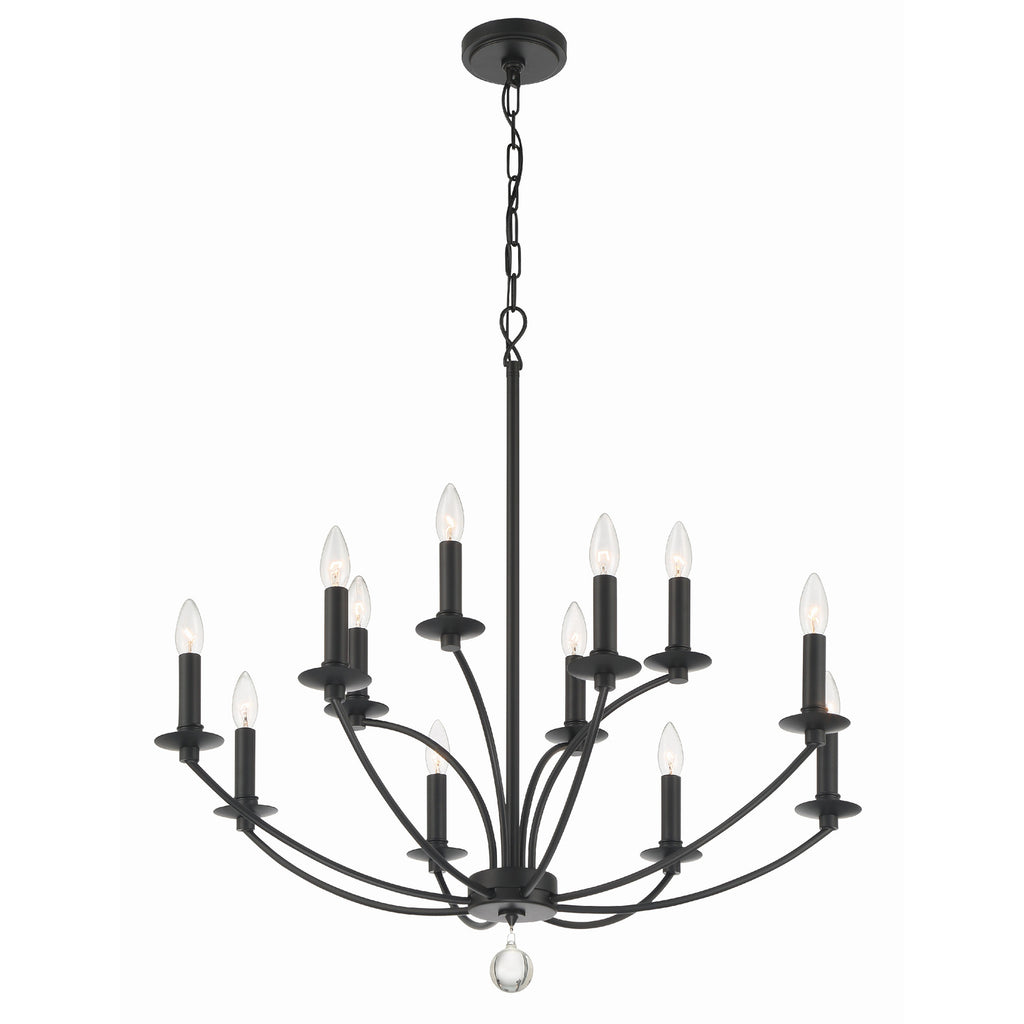 Crystorama Mila 32'' Chandelier in Black - Additional View