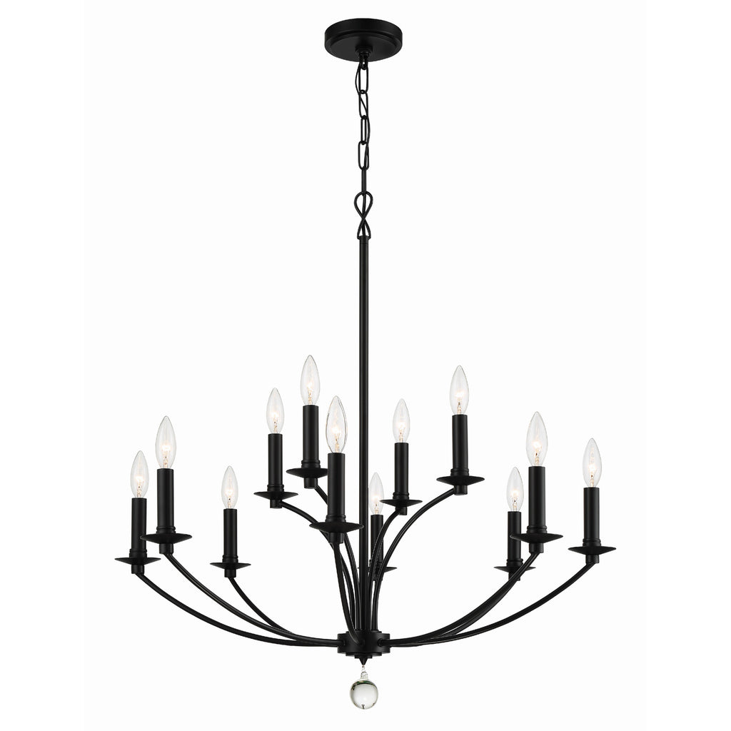 Crystorama Mila 32'' Chandelier in Black - Additional View