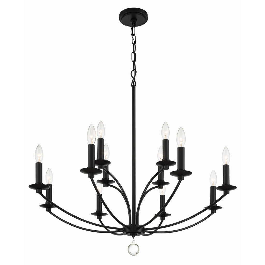 Crystorama Mila 32'' Chandelier in Black - Additional View