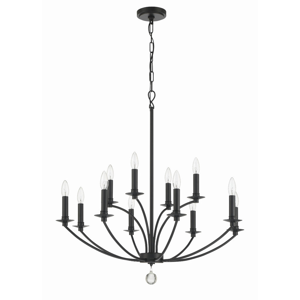 Crystorama Mila 32'' Chandelier in Black - Additional View