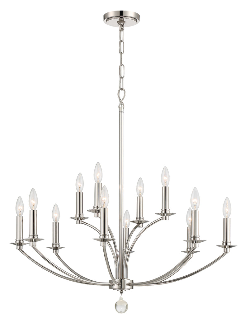 Crystorama Mila 32'' Chandelier in Polished Nickel - Additional View
