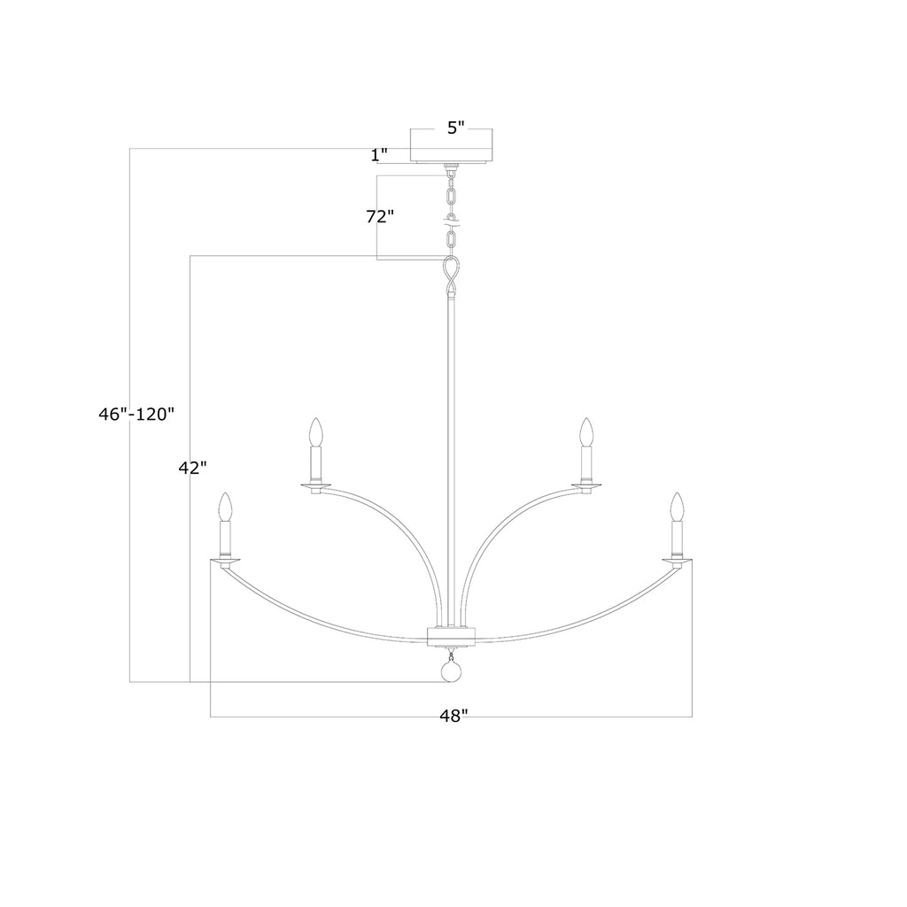 Crystorama Mila 48'' Chandelier - Product Dimensions