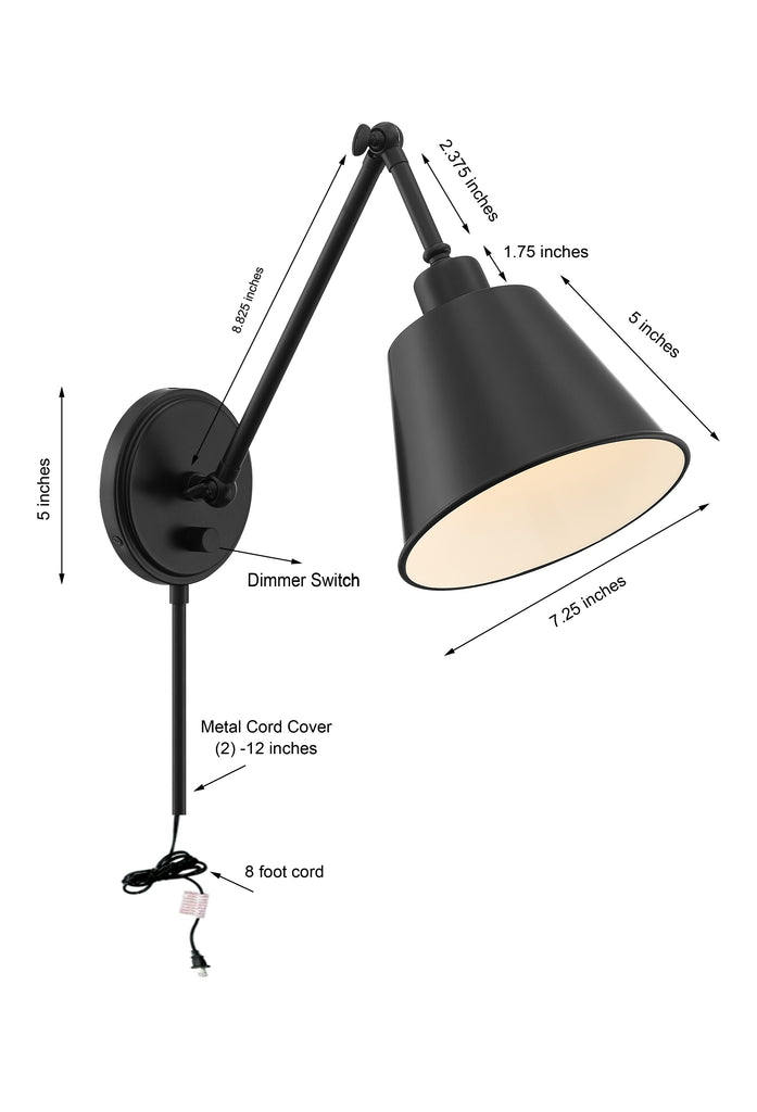 MIT-A8020-MK Mitchell 1 Light Task Sconce | Dimensions Image