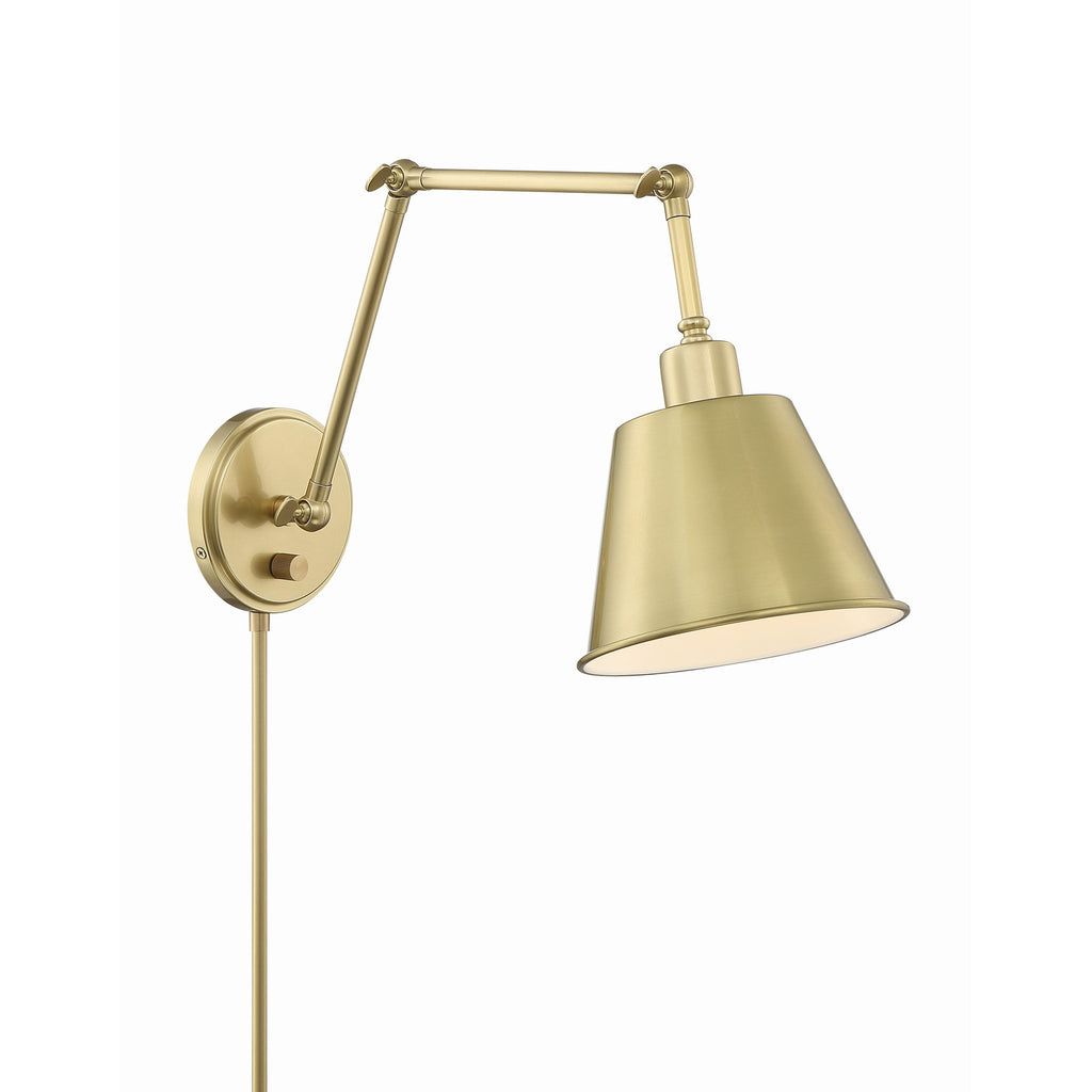 Crystorama Mitchell 7.25'' Task Sconce in Aged Brass - Additional View