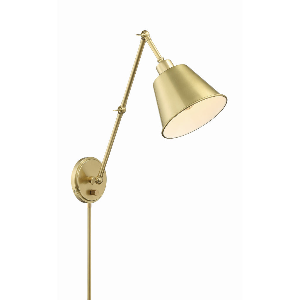Crystorama Mitchell 7.25'' Task Sconce in Aged Brass - Additional View
