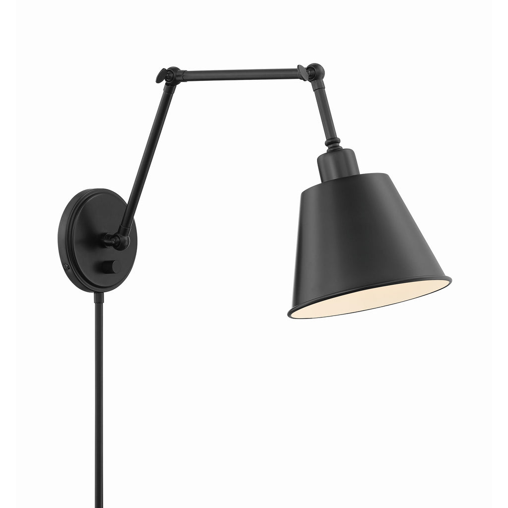Crystorama Mitchell 7.25'' Task Sconce in Matte Black - Additional View