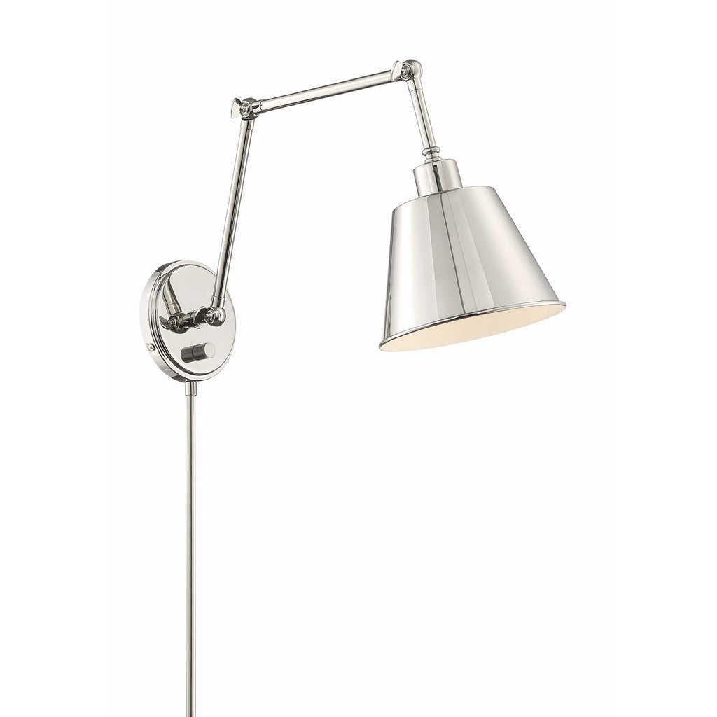 Crystorama Mitchell 7.25'' Task Sconce in Polished Nickel - Additional View