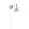 Crystorama Morgan 7'' Task Sconce in Polished Nickel - Front View