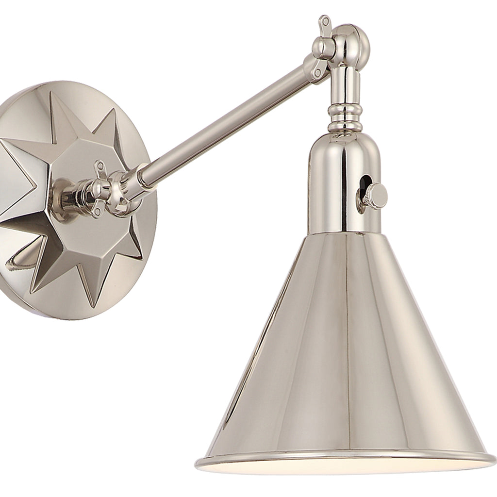 Crystorama Morgan 7'' Task Sconce in Polished Nickel - Additional View