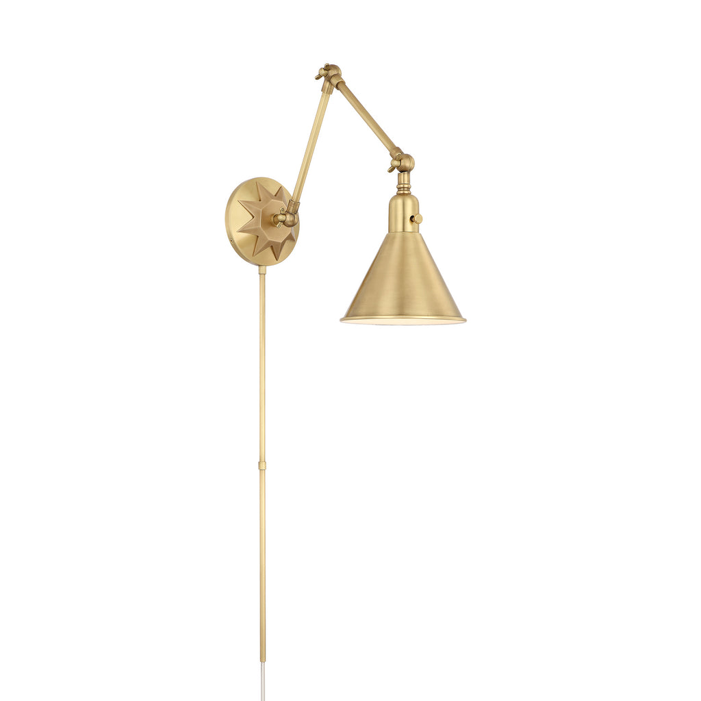 Crystorama Morgan 7'' Task Sconce in Aged Brass - Front View