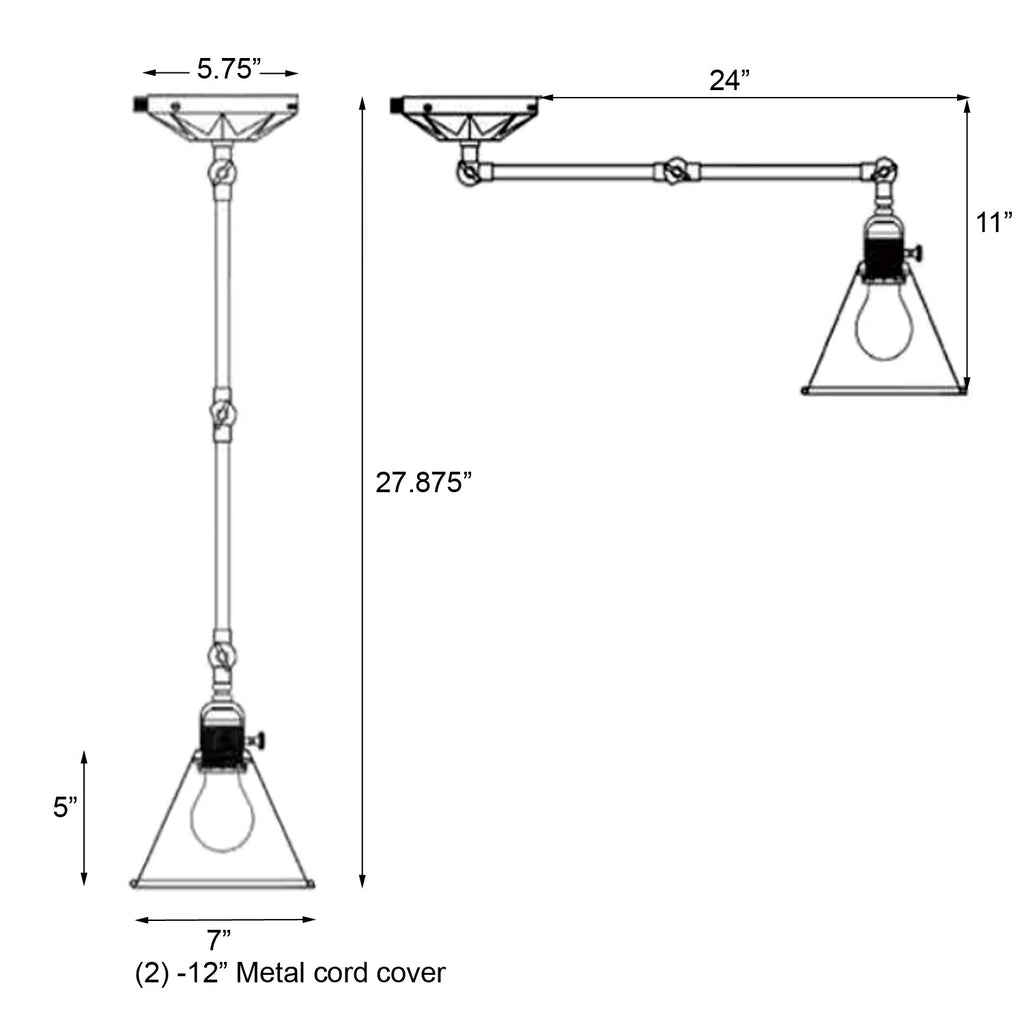 MOR-8801-PN_ULN Morgan 1 Light Task Sconce | Dimensions Image