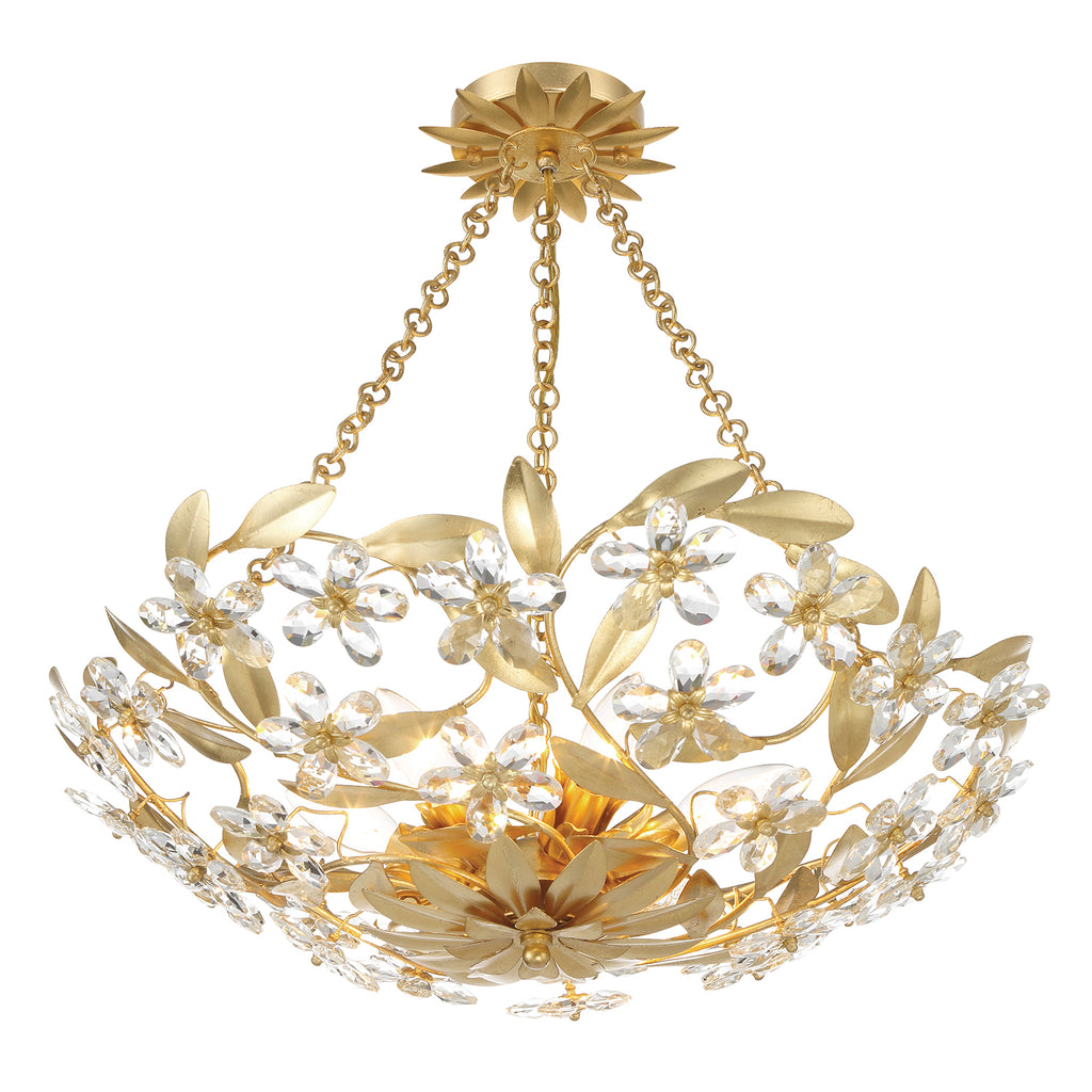 Crystorama Marselle 24'' Semi Flush Mount in Antique Gold - Front View