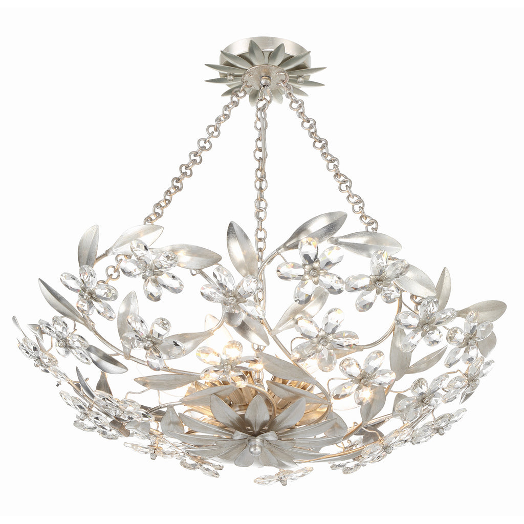 Crystorama Marselle 24'' Semi Flush Mount in Antique Silver - Front View