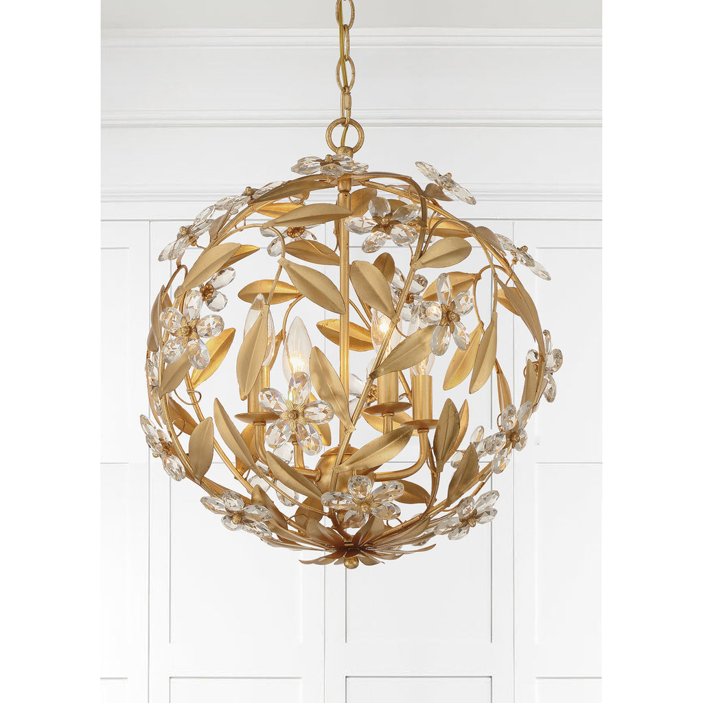 Crystorama Marselle 16.5'' Chandelier in Antique Gold - Lifestyle View