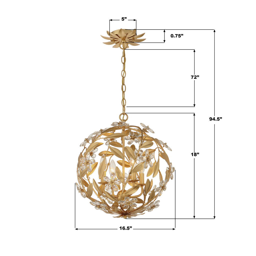 MSL-314-GA Marselle 16.5'' Chandelier | Dimensions Image