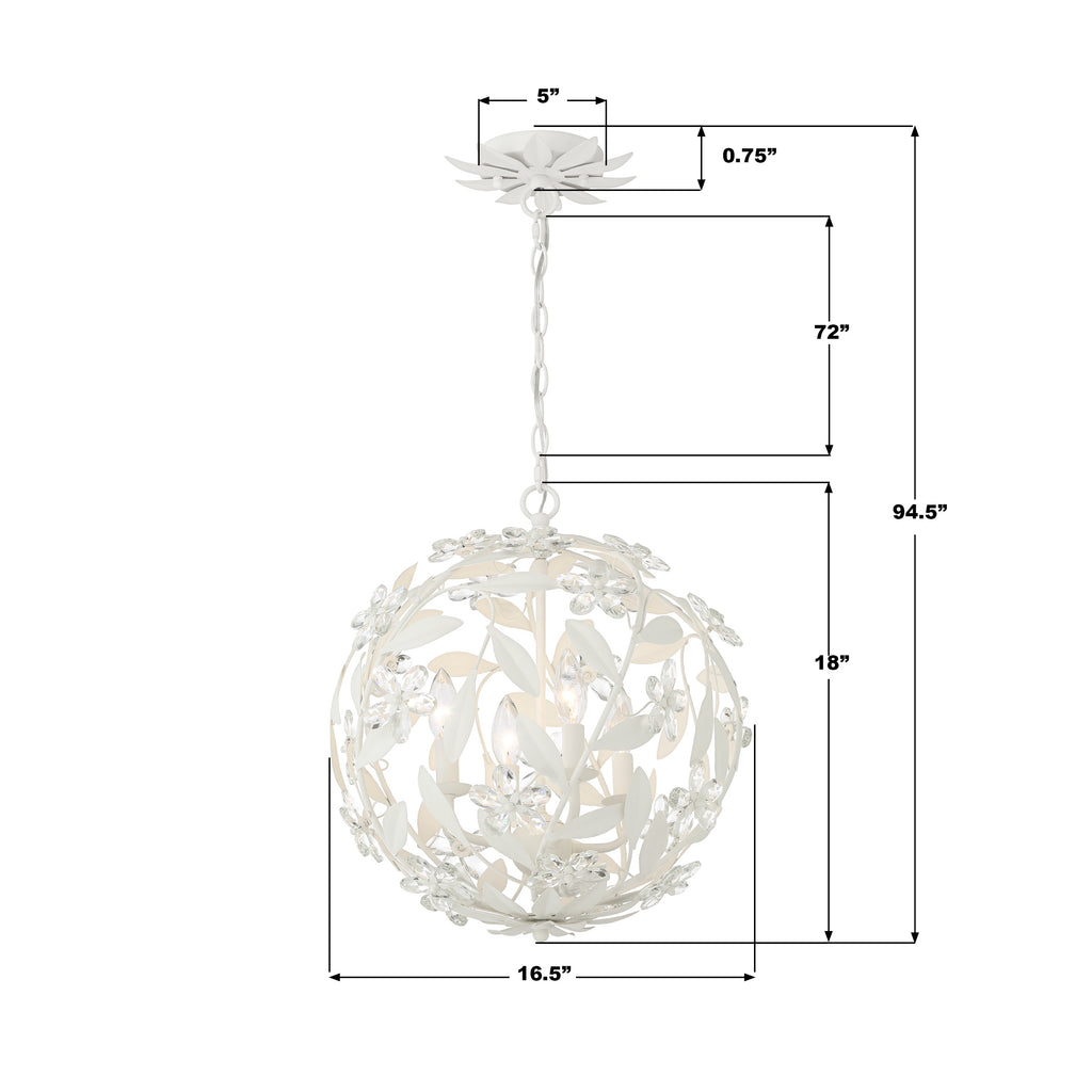 MSL-314-MT Marselle 16.5'' Chandelier | Dimensions Image
