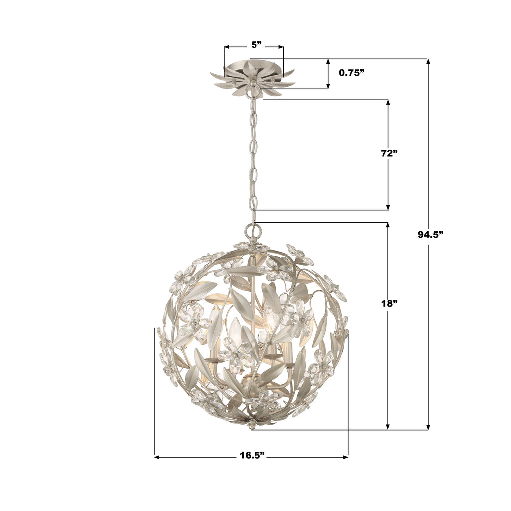 MSL-314-SA Marselle 16.5'' Chandelier | Dimensions Image