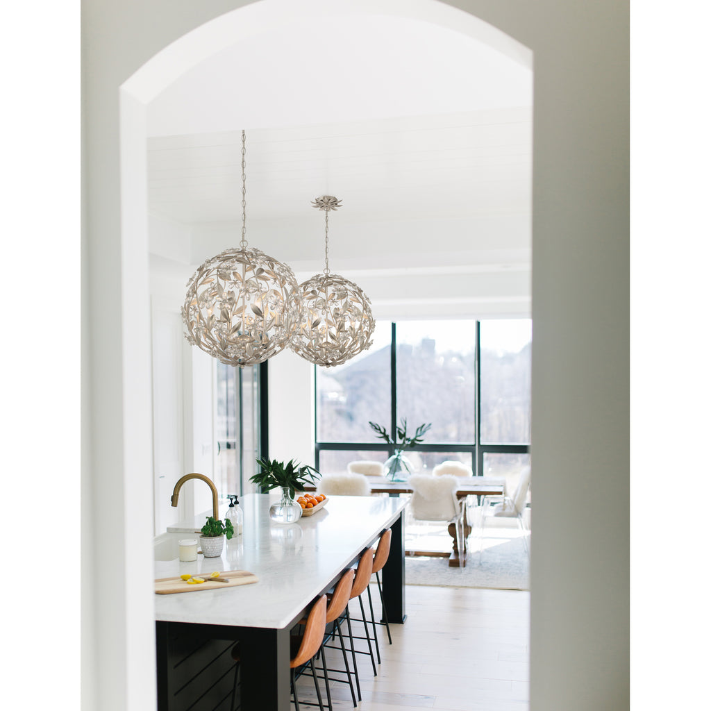 Crystorama Marselle 22'' Chandelier in Antique Silver - Lifestyle View