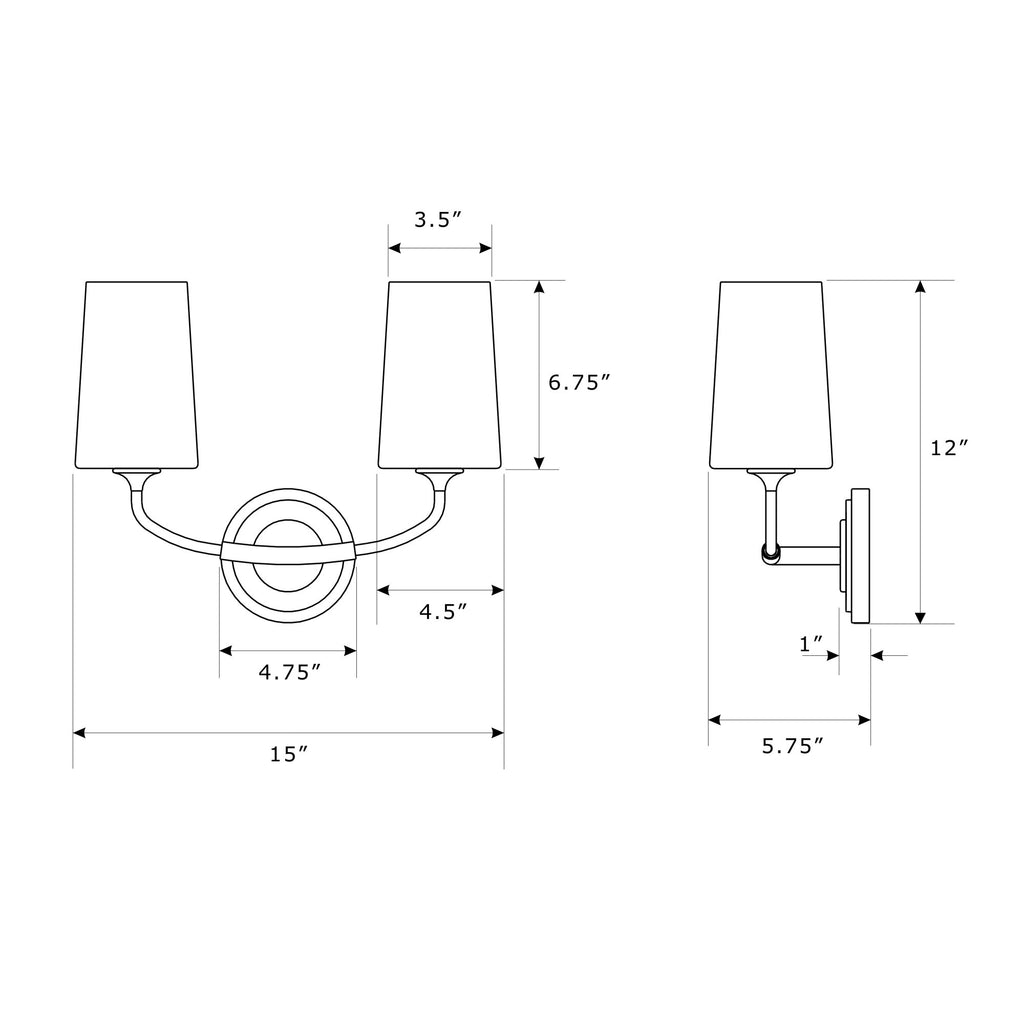 Crystorama Niles 15'' Sconce - Product Dimensions