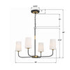 NIL-70014-BF-MG Niles 29'' Chandelier | Dimensions Image
