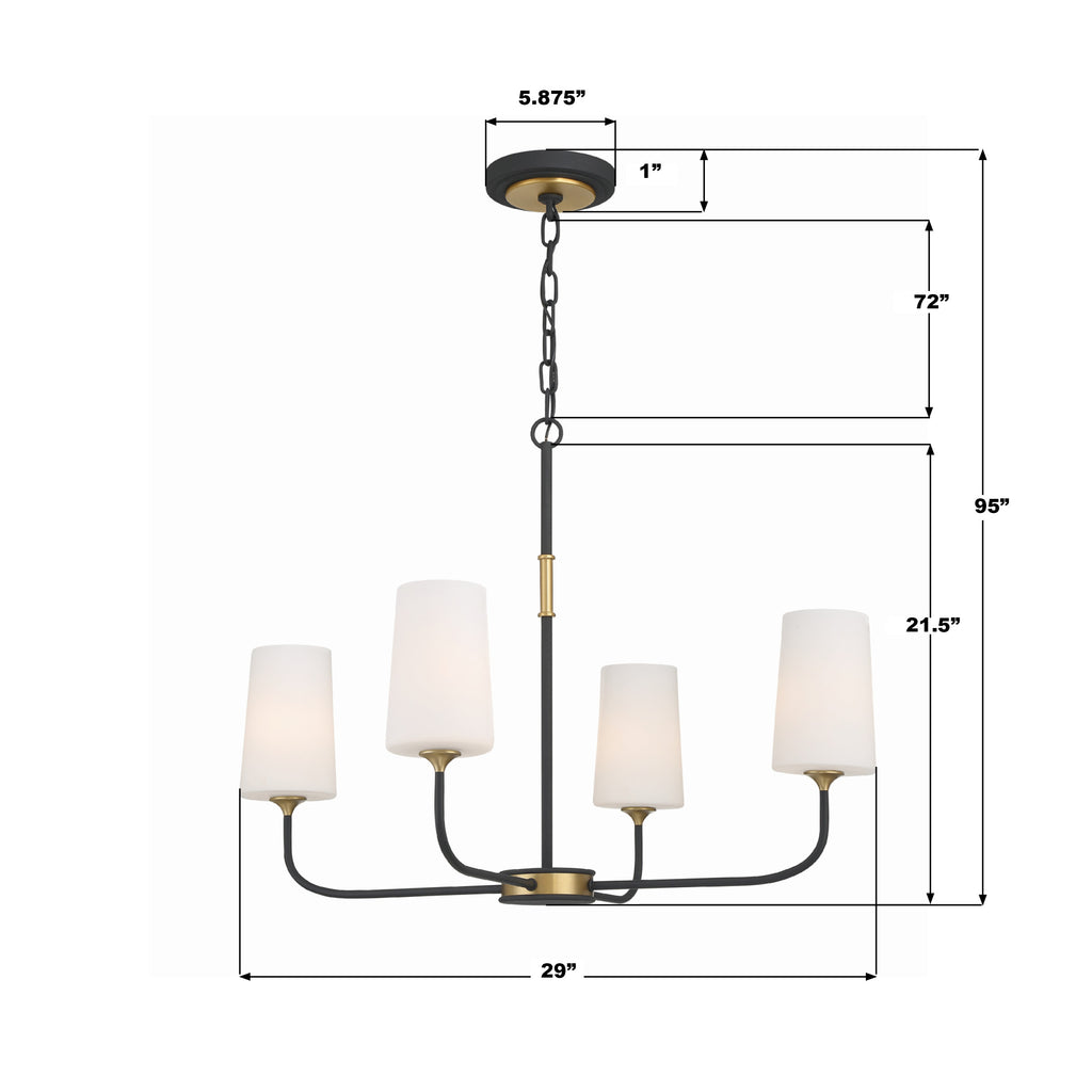 NIL-70014-BF-MG Niles 29'' Chandelier | Dimensions Image