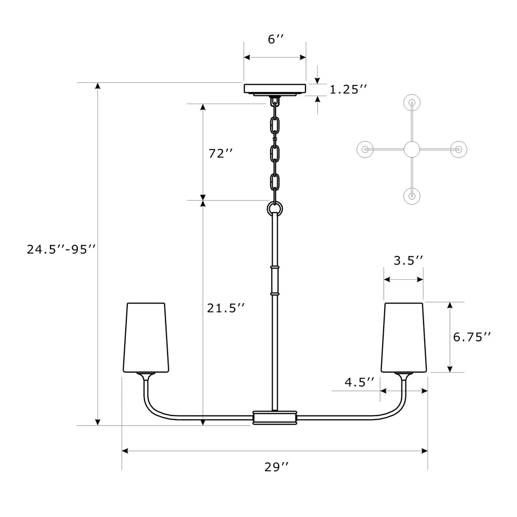Crystorama Niles 29'' Chandelier - Product Dimensions