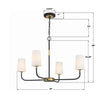 NIL-70015-BF-MG Niles 34'' Chandelier | Dimensions Image
