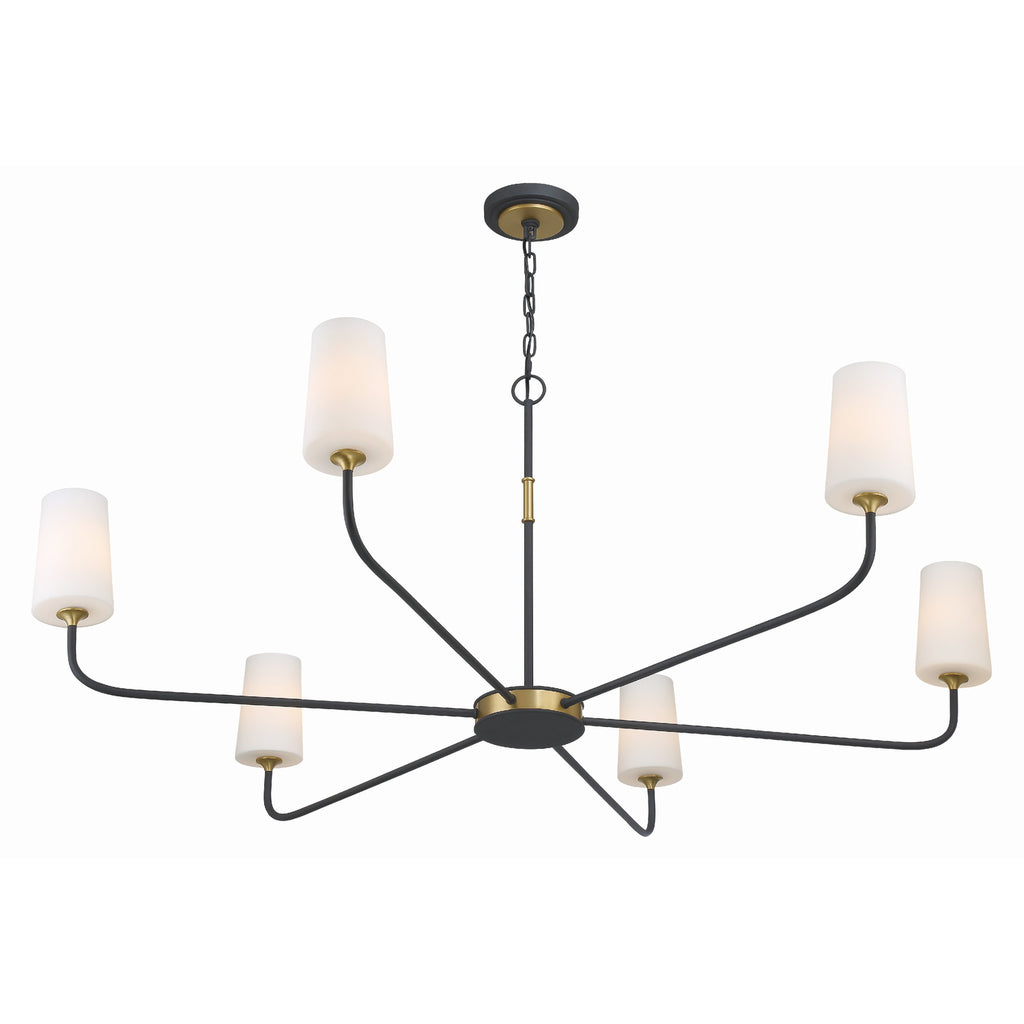Crystorama Niles 54'' Chandelier in Black Forged + Modern Gold - Additional View