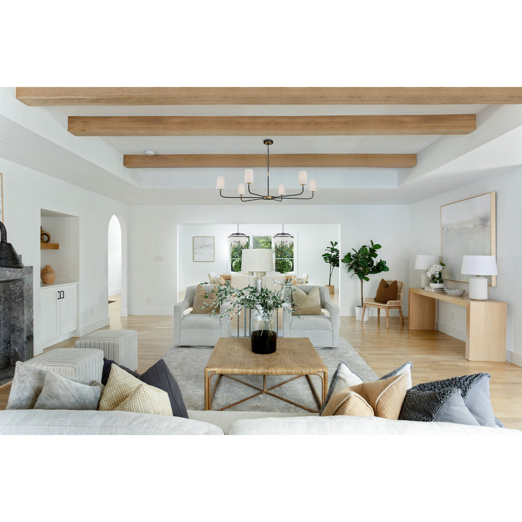 Crystorama Niles 54'' Chandelier in Black Forged + Modern Gold - Lifestyle View