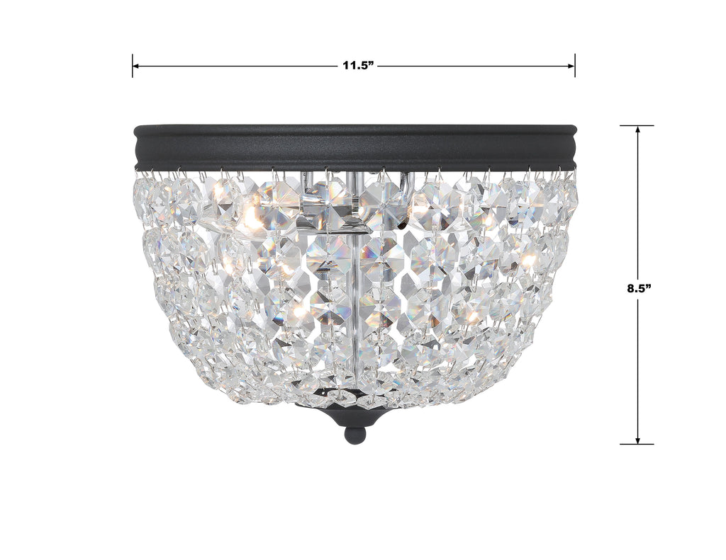 NOL-312-BF-CL-MWP Nola 2 Light Flush | Dimensions Image