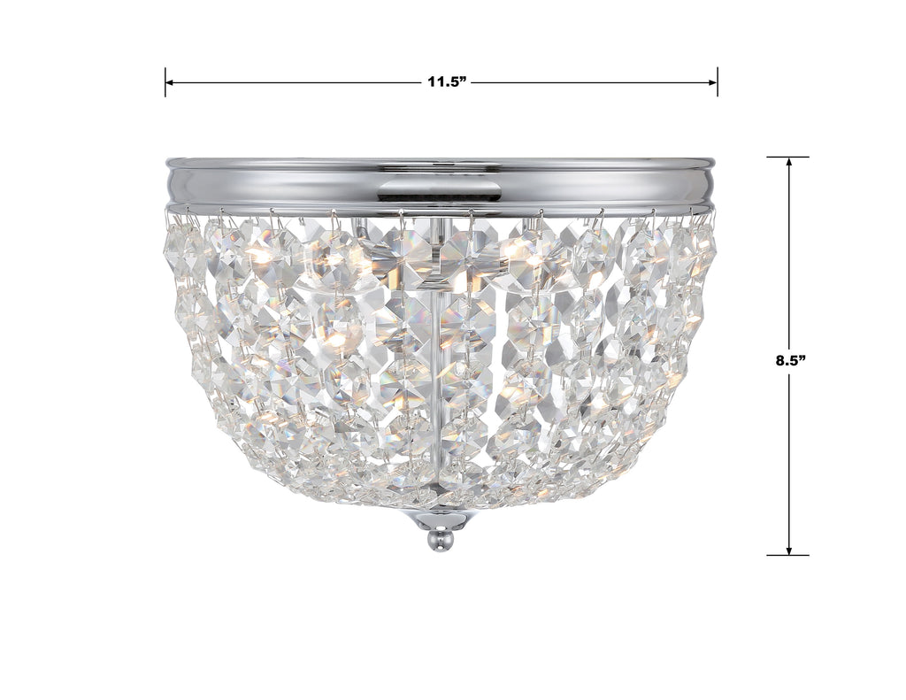 NOL-312-CH-CL-MWP Nola 2 Light Flush | Dimensions Image